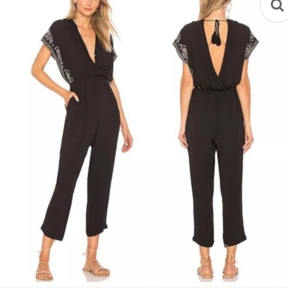 l*space Pants - L*Space Raquel Embroidered Black Jumpsuit Size Xs